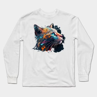 Colorful Beautiful Cat Long Sleeve T-Shirt